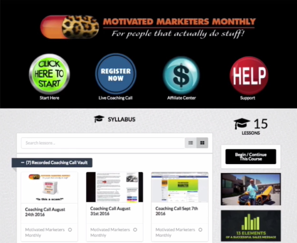 Motivated Marketers Monthly Members Area