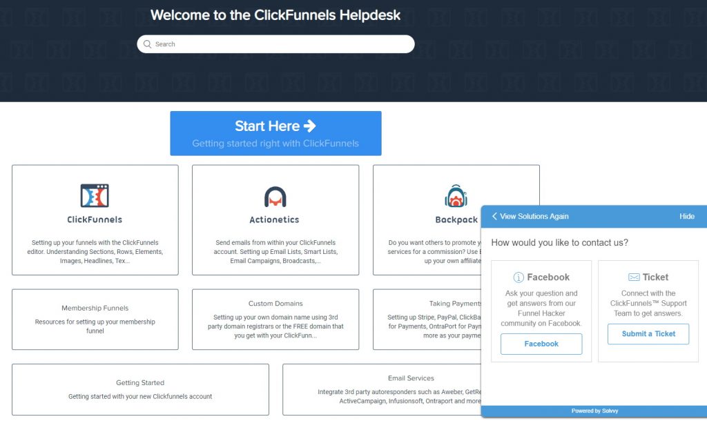 ClickFunnels Helpdesk Screen