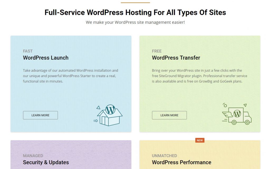 SiteGround WordPress Hosting Features