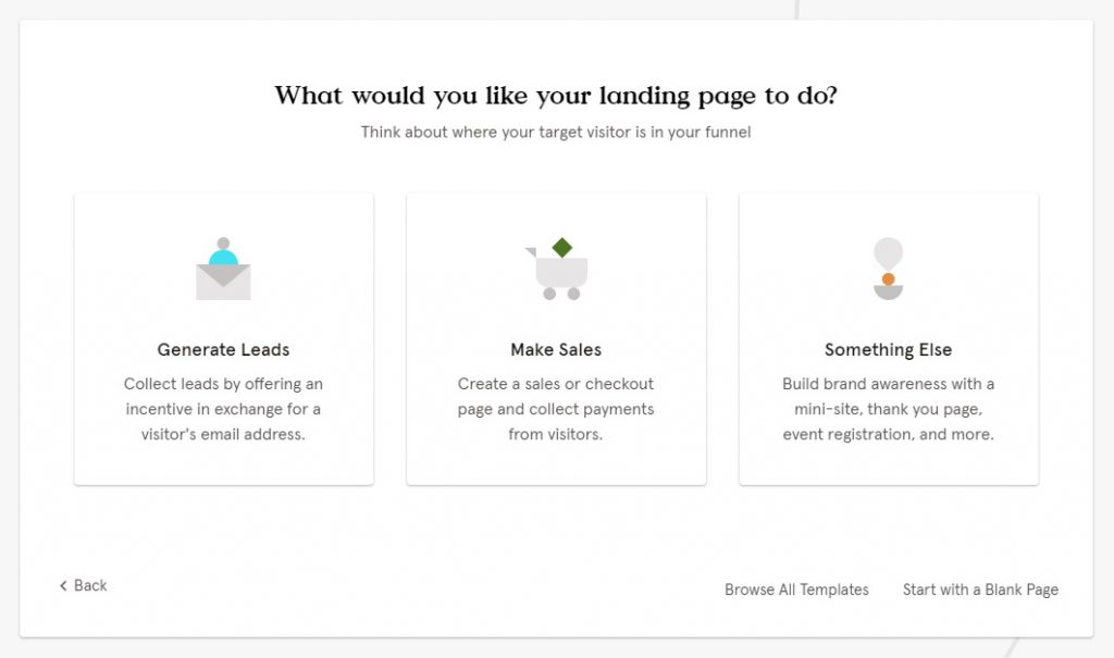Leadpages - Create A New Landing Page Window