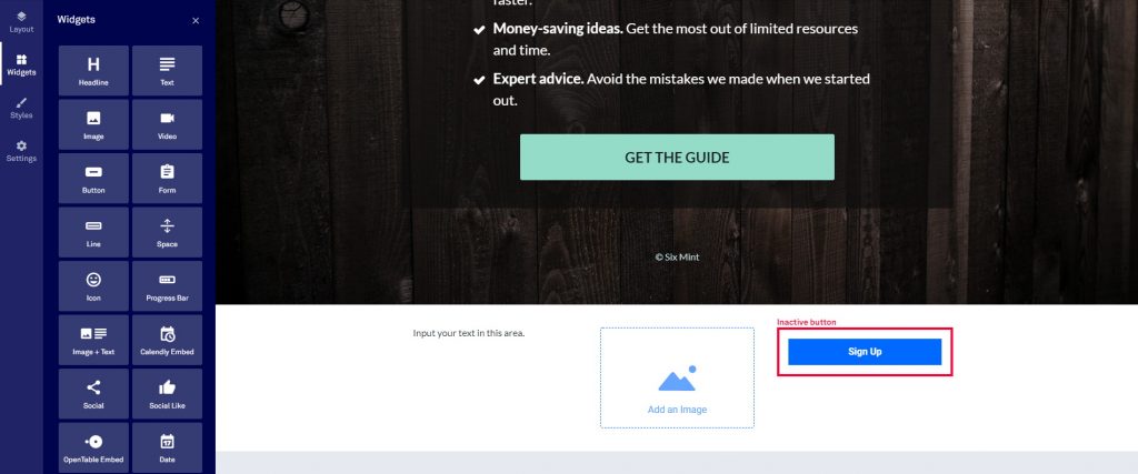 Leadpages Editor - New Section With Widgets