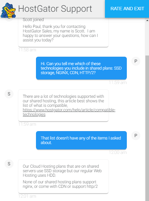 HostGator Technologies Chat