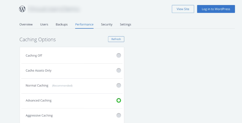 Bluehost Built-In Caching Options