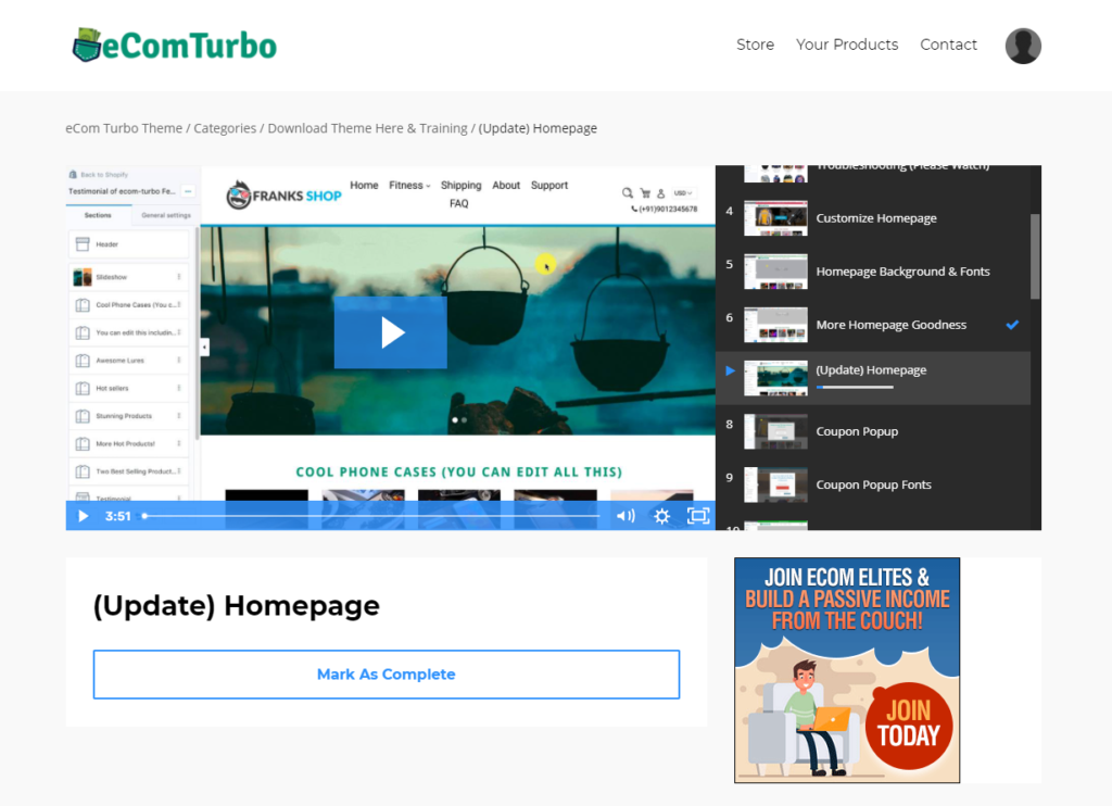 eCom Turbo - Homepage (Update) instructional video