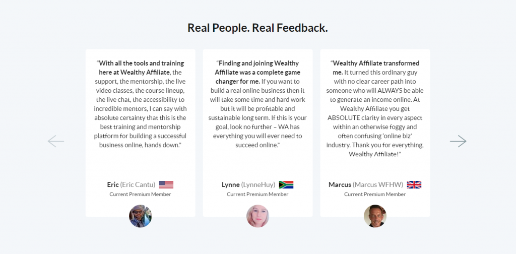 Wealthy Affiliate Feedback Examples
