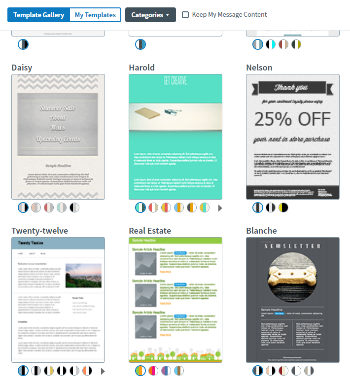 AWeber Email Template Selection